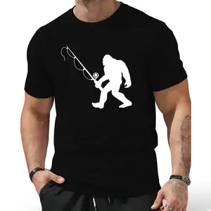100% Cotton Bigfoot Funny Squatchy Gift designs Unisex-Adults Fishing T-Shirt Black Small Classic Fit Short Sleeve