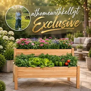 【Father's Day Gift】【Fir Wood】Yaheetech Large Raised Garden Bed Elevated Wooden Horticulture Planter Box with Legs Standing Growing Bed for Gardening/Backyard/Patio/Balcony
