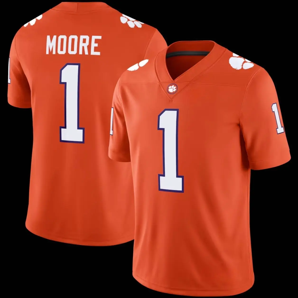 Unisex Football Moore Clemson Tigers 1 Texas Longhorns Team Game Football Jersey - Orange