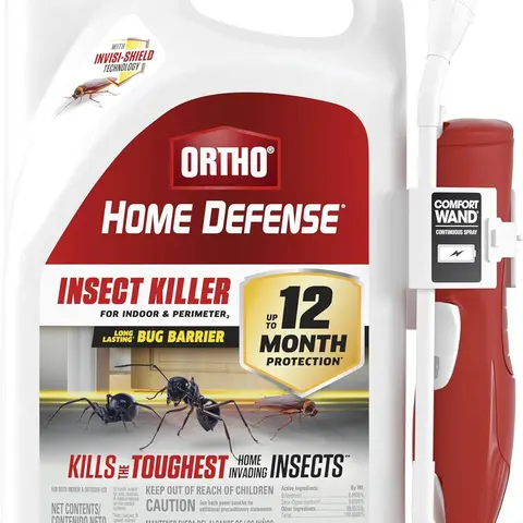 Ortho Home Defense Handheld Insect Spray with Comfort Wand (1.1 gal) - Residential Pest Control, Ants/Roaches/Spiders Insect Killers, Cockroach Pest Control Solution, Outdoors Perimeter Use, Flea & Tick Deterrent for Bug-Free Home
