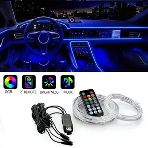 Car Interior Decorative Light, Car Interior Lighting, USB Car 4m/5m Colorful Button LED Fiber Optic Ambient Light, Led Lights Car, Perfect for Car Interior Decoration