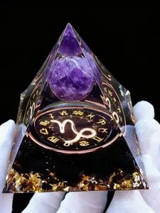 Orgonite Crystal Pyramid Large Pyramid Gemstones Esoteric Pyramids Zodiac Sign Gifts 12 Constellations Esoteric Decoration (Capricorn)
