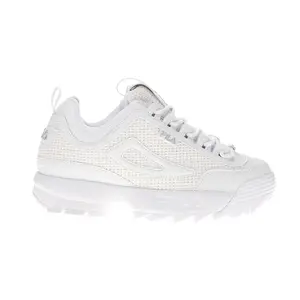 Fila Womens Disruptor 2 Woven Lace Up Sneakers Shoes Casual - White