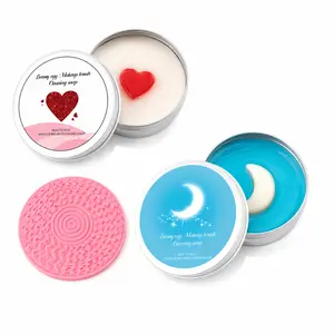 Heart-Shaped Solid Makeup Brush Cleansing Soap with Silicone Pad - Deep Clean Formula for Brushes/Sponges, Gentle for Sensitive Bristles, N2 Summervibers,summervibes