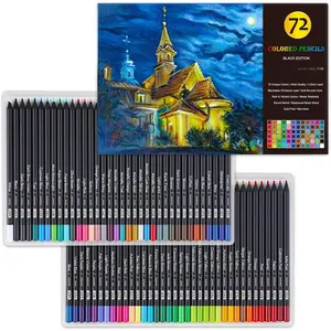 Black Edition Colored Pencils for Adults Coloring - 72 Coloring Pencils with Smooth Pigments,Artists Soft Core,Drawing Pencils Art Supplies for Adults Beginners
