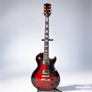 Red LP Guitar Gold Hardware Flame Maple Top 6-String ,Solid body, rosewood fingerboard, 22 frets