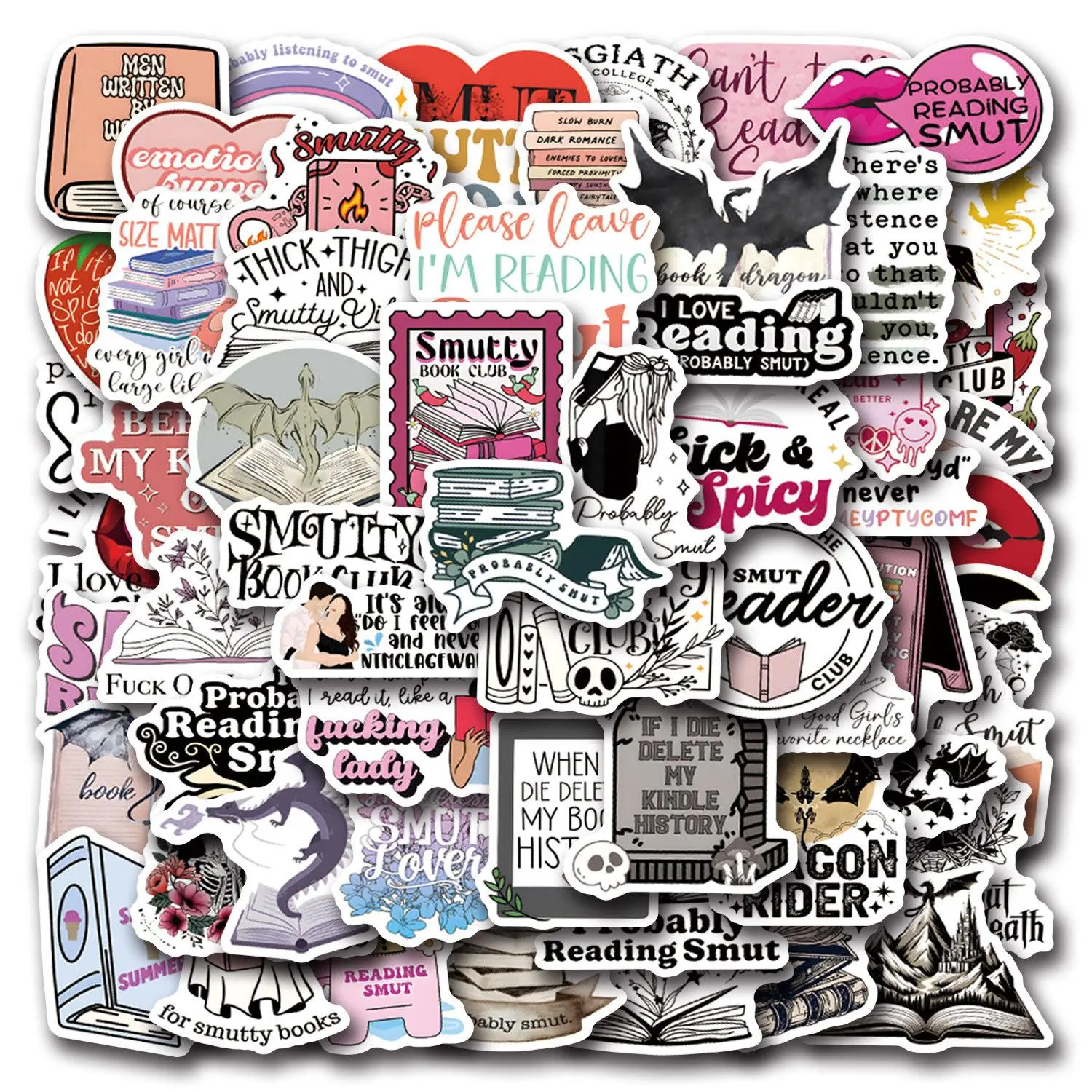 Dark Romance Book Sticker, 60pcs/set Waterproof Vinyl Decal, Bookish Reading Sticker, Book Aesthetic Accessories for Adult, Great Gifts for Book Lovers, Decorative