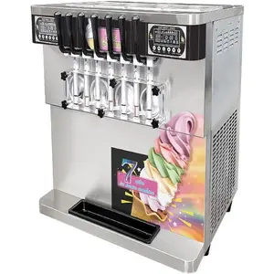 Kolice commercial ETL heavy duty countertop 7 flavors soft ice cream machine, frozen yogurt gelato soft serve ice cream maker-upper tanks refrigerated, full transparent dispensers, 4+3 mixed flavors