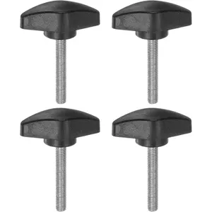 4pcs Tee Wing Knobs Thumb Screws M5 x 35mm Standard Male Thread Plastic T Knobs Handles Hand Clamping Grip Thumbscrew, Black