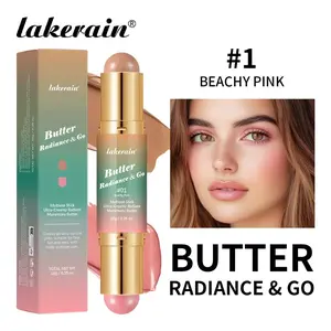 Lakerain Butter Multifunctional Contour Stick Double Head Three-Dimensional Contouring Blush Makeup Stick Gloss Stick