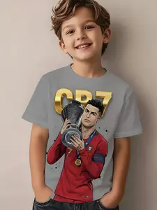 Unisex Short Sleeve Shirt, C Ronaldo Element, Cr7 Unique Print, Summer Fashion Versatile Top, Comfortable Soft Fabric, Daily Wear, Holiday Gift, Graphic Printed Tee