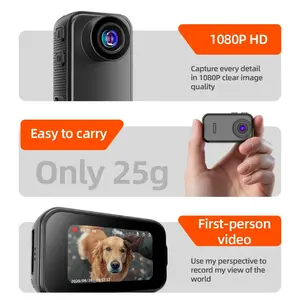 YNMEE 1080P Waterproof Compact Sports Video Camera - 64G Thumb-Size Portable Body Camera, Magnetic Lanyard & Clip, 1-Click Hands-Free Recording, Retro Wearable Cam for Work, Travel, Christmas Gifts vlogging