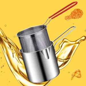 Stainless Steel Multi-Functional Deep Fryer for Household Use, Small Oil Pan, Skewer Fryer, Electromagnetic Stove, Mini Energy-Saving Fryer