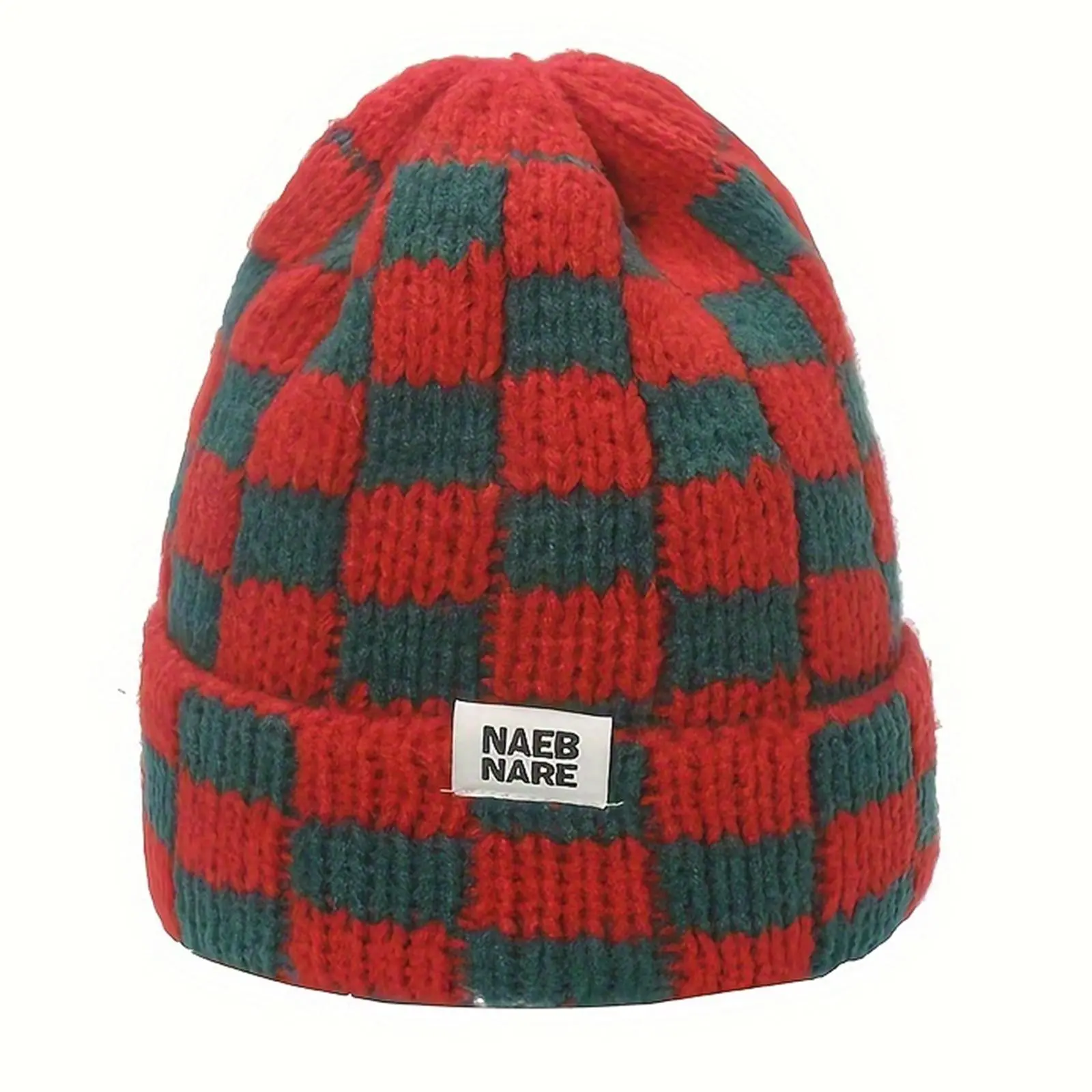 Cozy Chic Checkered Beanie - Soft, Warm, and Stylish Winter Knit Hat -Stretch Acrylic, Perfect for Cold Weather, Everyday Wear, and Outdoor Activities