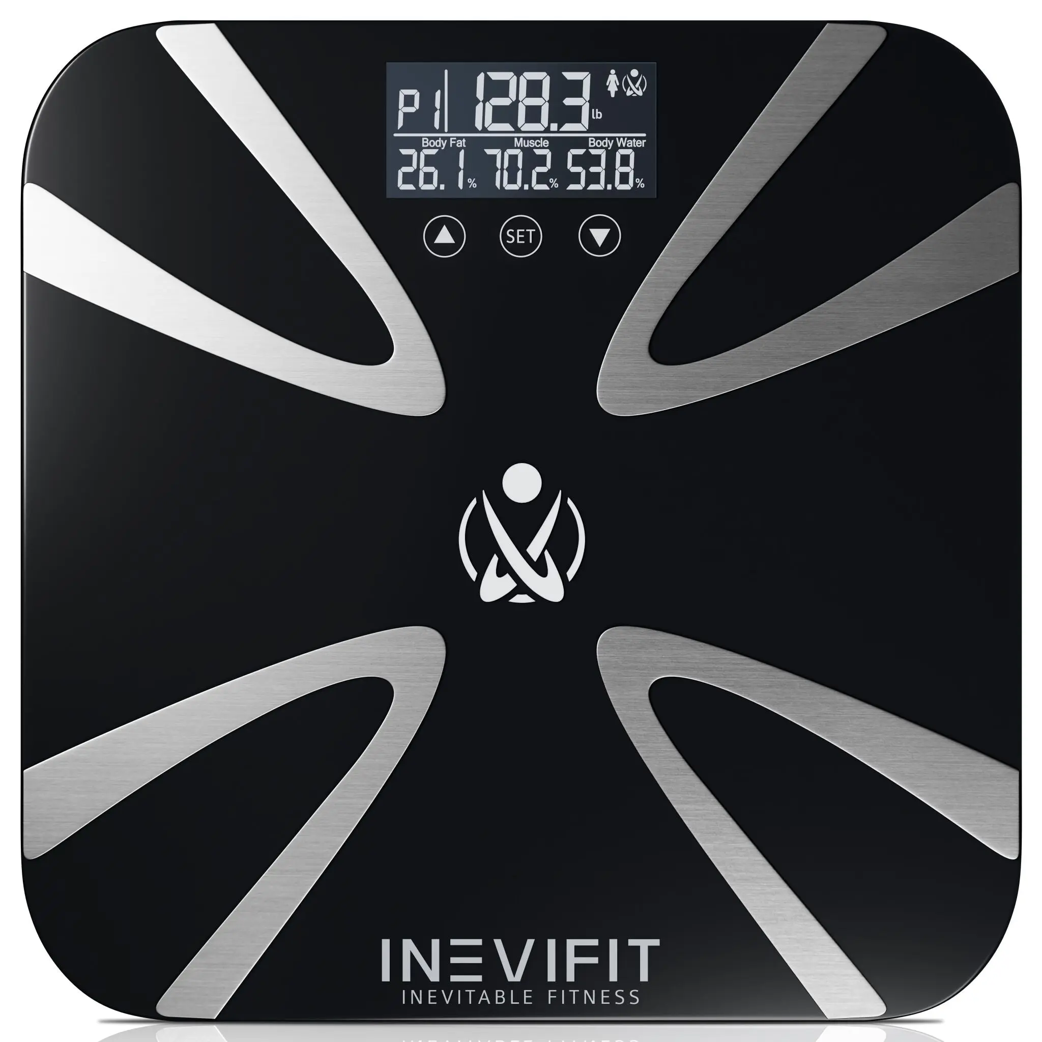INEVIFIT Body Fat Scale, Highly Accurate Digital Bathroom Body Composition Analyzer, Measures Weight, Body Fat, Water, Muscle, BMI, Visceral levels & Bone Mass for 10 Users. Includes Batteries.