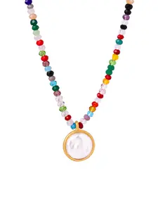 Dopamine Multicolor Round Disk Magic Mirror Pendant Necklace, Perfect Gift for Girls, Birthday Present, Unique Jewelry Accessory