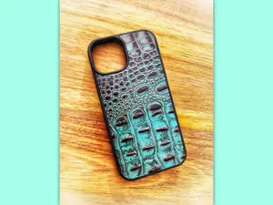 Real Leather Phone Case - For iPhone for 6 7 8 X XS XR 11 12 13 14 15 Pro Mini ProMax Max Plus + - Alligator Pattern Phone Cover