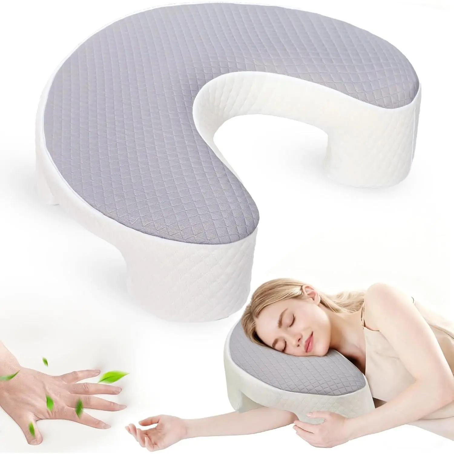 Side Sleeper Pillow for Adults, Ergonomic Memory Foam Pillow with Arm Hole for Neck, Rotator Cuff & Shoulder Pain Relief, Knee Pillow Between Legs, Shoulde