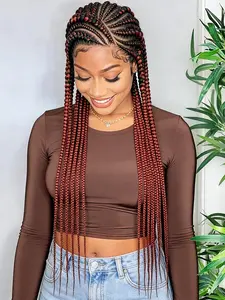 Fashion New HD Full Lace Single Layer Silk Braided Wig, Long Unique Large Corn Braid Headband Wig, Daily Wear Preferred, Box Braids, Boho Box Braid
