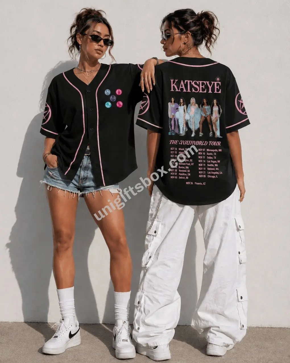 KATSEYE The Wildworld Tour Baseball Jersey | Kpop Concert Jersey Shirt | Fan Inspired Button Up Tee | Oversized Tour Merch Outfit