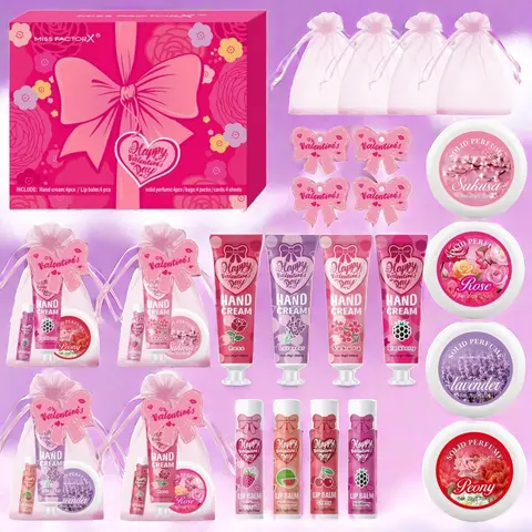 Hand Cream & Lip Balm Gift Set with Premium Gift Box, Santa Christmas Card & Gift Bag Included, Christmas & New Year Presents, Perfect Party Favor Packs for Women, Party Favors Assortment, Party Gifts, Gift Package