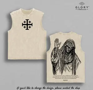 Baldwin IV "The Leper King" T-Shirt Washed Tank Top, Crusader King of Jerusalem Tee, Jerusalem Cross Medieval Christian Shirt, Vintage Washed Gothic Faith Streetwear - Jesus Apparel - Christian Outfit, y2k Tee