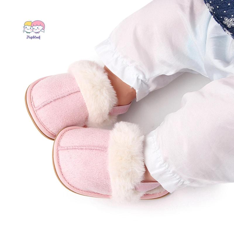 Fluffy Baby Slides Slippers Soft Plush Warm Non Slip House Shoes for Toddlers Boys Girls Winter Indoor Outdoor