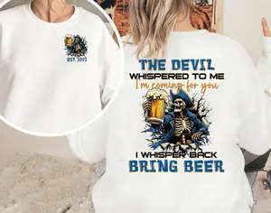 Personalized 1965-1980 "The Devil I'm Coming For You" T-Shirt, "I Whisper Back Bring Beer" Gen X, Full Colors & Sizes, Unisex Tops
