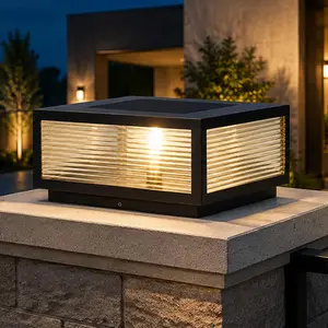 Solar Outdoor  Light Luxury Modern Solar Outdoor Column Lights Fence Deck  Cap Light with IP65  Pillar Lights Outdoor for Flat Surface Patio Garden Column Cap Light