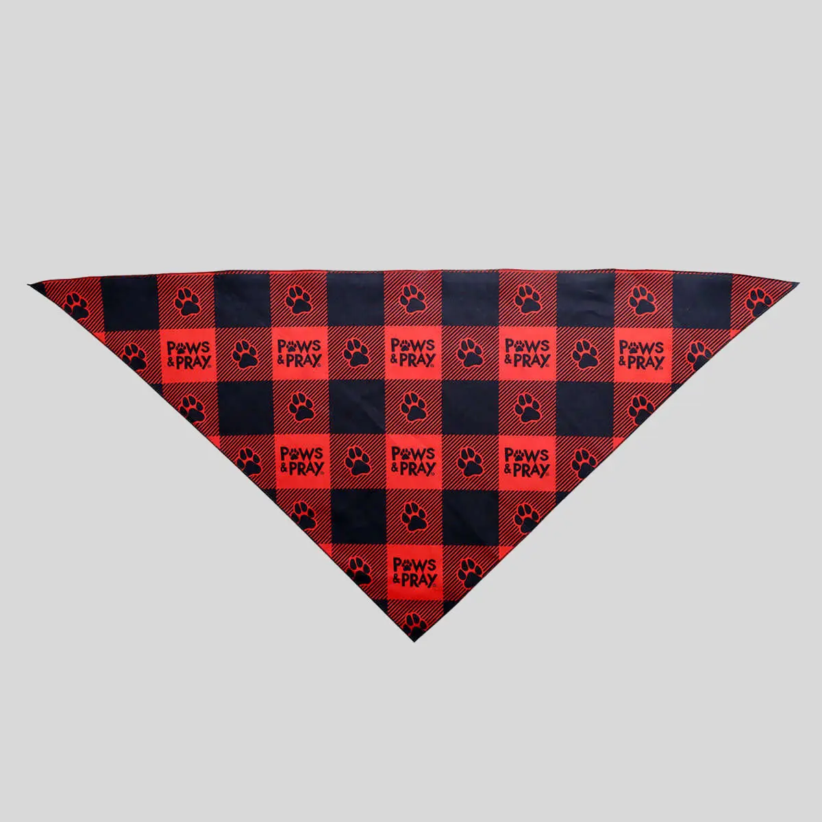 Paws & Pray Adjustable Cotton Pet Bandana - Classic Triangle Tie-On Buffalo Check, Breathable, Encouraging, Machine Washable for SM/MD, LG/XL Dogs & Cats, Fabric