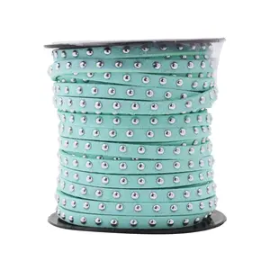 Studded Faux Suede Cord Rope for Jewelry Making - 20 Yards Faux Leather Ribbon - Flat Micro Fiber Leather String Faux Leather Lace with Rivets