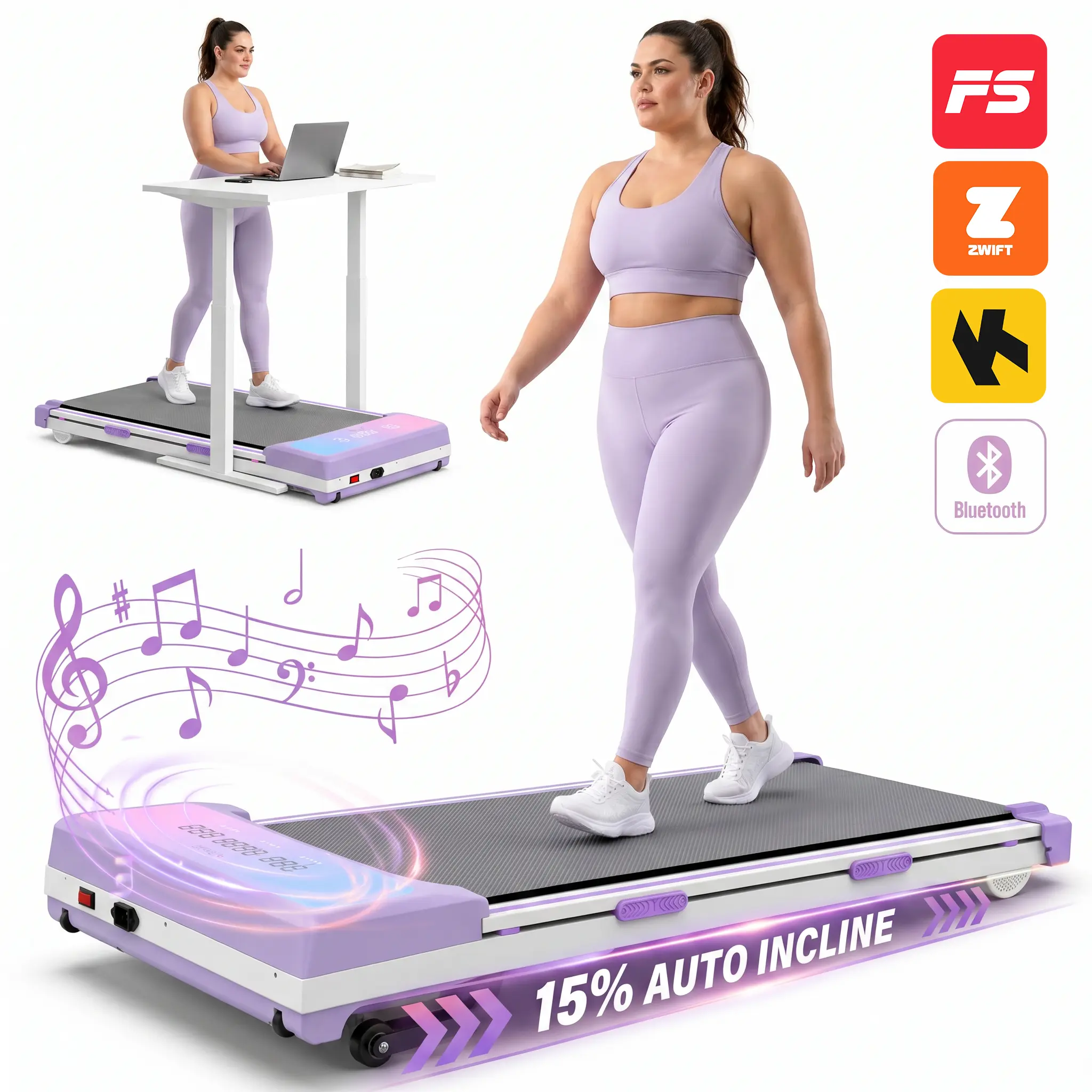 LIVIVOX Upgraded Under Desk Walking Pad Treadmill, Treadmills for Home Office Fitness, 350LBS Capacity, 15% Auto Incline, 3.5HP Ultra Quiet Brushless Motor (<55dB), 0.5-6MPH Speed, Dual-Layer Shock Absorption Knee Support, Compact Wheels, Anti-Static Belt