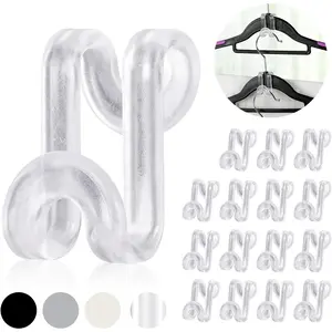 Hanger Hooks Space Saving, 60 Pack Clothes Hanger Connector Hooks, Transparent Stackable Clothes Hangers with Hooks for Closet Organizer (Clear)