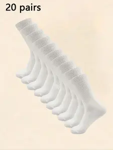 20 Pairs Women/men Sports Running Socks Mid-Calf, Simple Comfort Casual Soft, Ideal for Daily Wear, Sport, Travel, College Style
