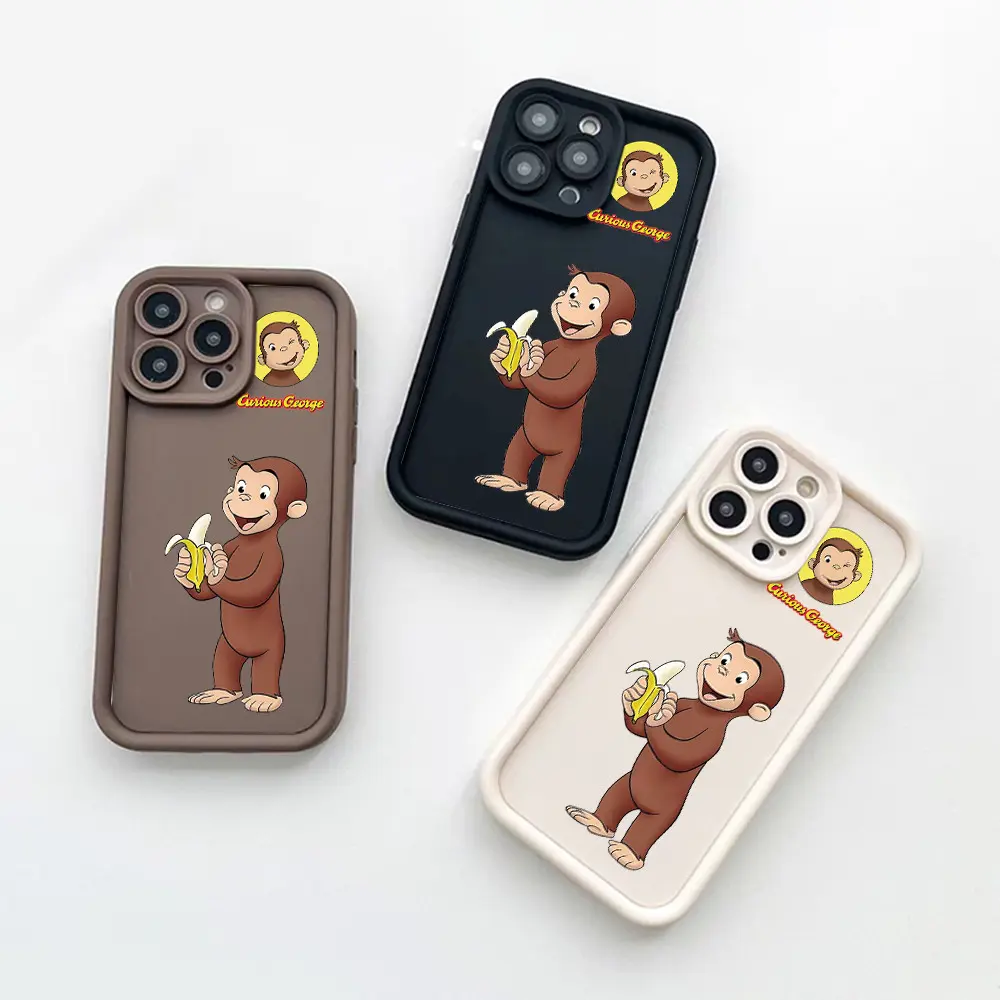 Curious George phone case for iPhone17/16/15/14/13/12/11ProMax/plus/AIR//12/13mini/X/XS/XSMAX,silicone soft case cute shockproof and drop-proof design protective cover