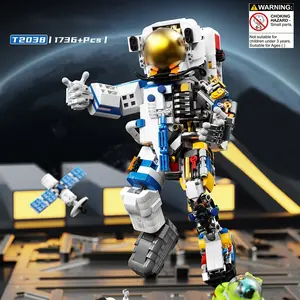 Astronaut Building Blocks Toy, Space Astronaut Blocks Toy with Launch Center Display Stand, Creative Desktop Ornaments for Home Office