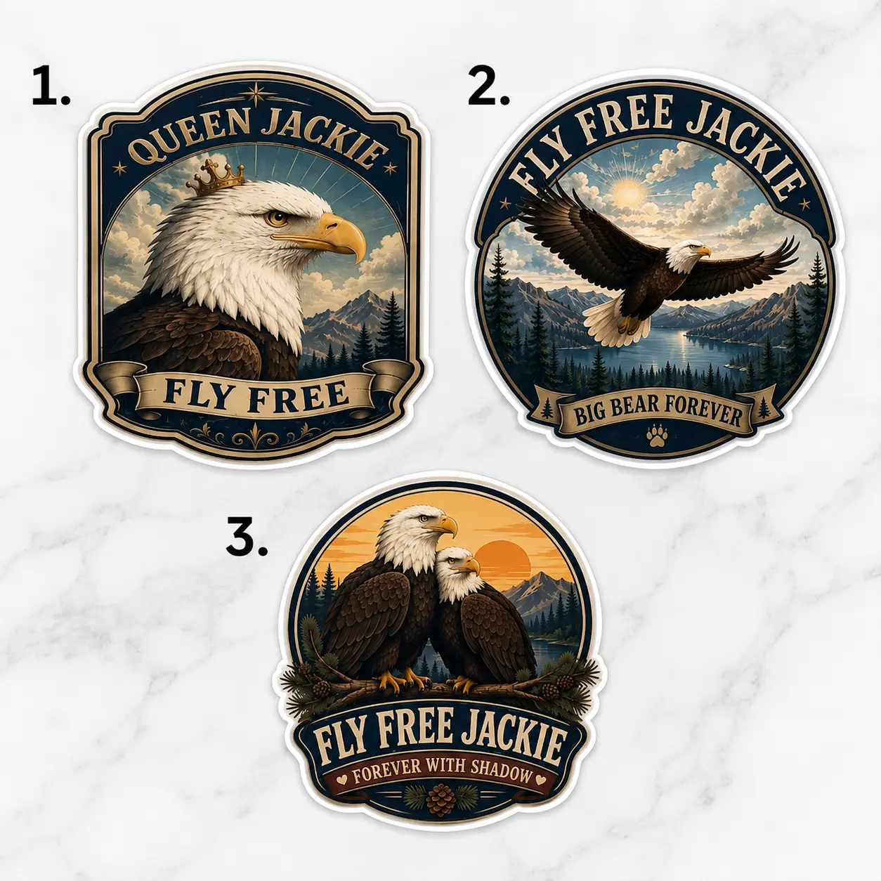 Fly Free Jackie Sticker, Jackie the Eagle Tribute, Big Bear Eagle, Bald Eagles Memoria, Eagles Sticker pack, Wildlife Decal