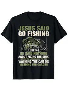 Jesus Said Go Fishing Fish Story Bible Angling Bass Fishing T-Shirt