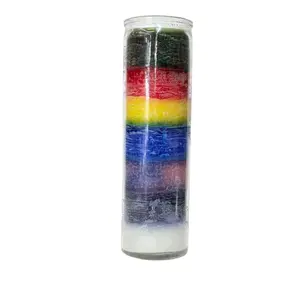 7-Color Candle Full Spiritual Power for Cleansing Protection & Abundance Veladora 7 Colores Rainbow Energy prayer candle  prayer candle Candles Decor Ornaments