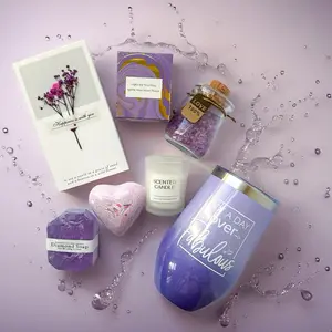 Purple Gift Set with Delicate Aroma | Relaxation & Body Care | Includes Aroma Light, Diamond Soap & Heart Soap Bar