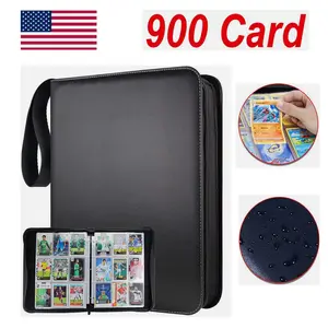 SJPACK 900 Card Pocket Binder Transparent double-sided with Zipper 9 Pocket Trading Cards Album Folder Black Card Files US