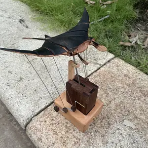 Ocean Driftwood Manta Ray - Hand-Carved Hanging Wall Ornament Statue Decor Desktop Ornaments Home Birthday Gift Solid Wood Creative