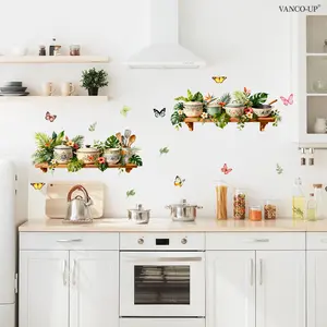 A set of two new butterfly creative wall stickers with flower clusters and grass, 30*60cm*2pcs, wall sticker for beautifying holiday home, living room, bedroom, corridor, kitchen background wall decoration stickers, self-adhesive Art Stickers M20426-KR