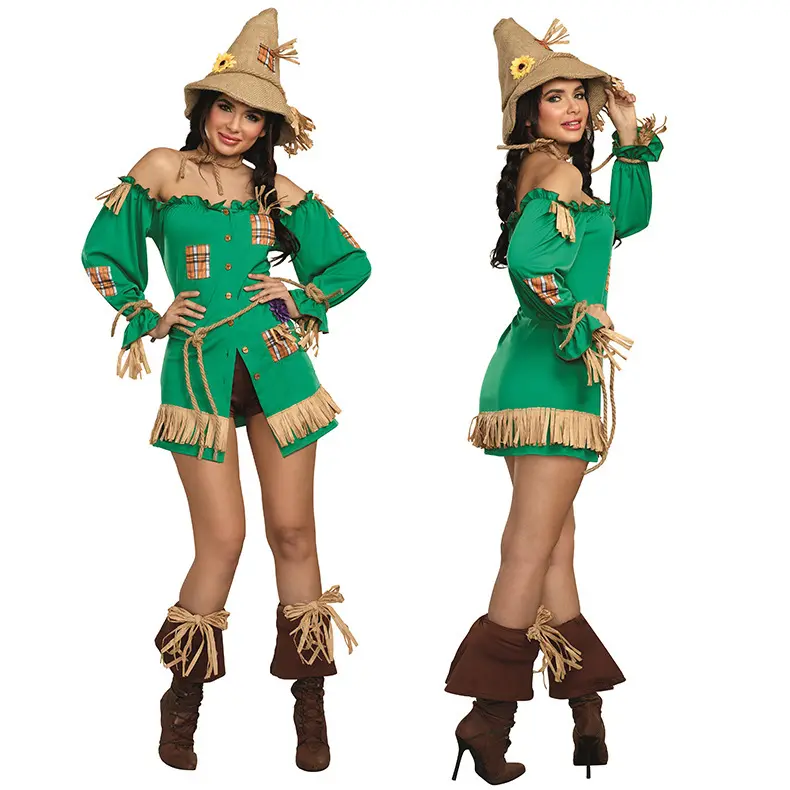 Hot Selling The Wizard of Oz Farm Scarecrow Girl Patchwork Dress Women's King Performance Costume Stage Performance Costume