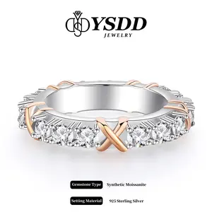 【#42 X Band】Stacking Synthetic Moissanite Ring in 925 Sterling Silver