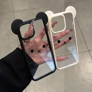 Cute Expression Mickey Ears Compatible with Apple 17 Pro Max Phone Case Apple 16 Pro Large Hole Case 15 Pro