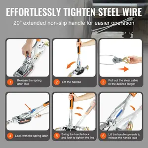 VEVOR Come Along Winch, 5 Ton (11, 023 lbs) Pulling Capacity, 11.5 ft Steel Cable, 3 Hooks, Heavy Duty Ratchet Power Puller Tool with Dual Gears, Automotive Hoist Cable Puller Ideal for Vehicle Rescue