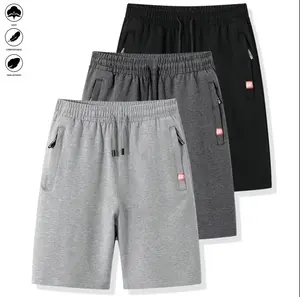 Men’s 3-piece casual sports shorts with zip pockets and drawstring waistbands are soft, lightweight, and breathable—ideal for summer running, dates, and everyday wear