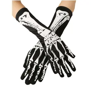 Dark Wind Halloween Skeleton Gloves with Glow-in-the-Dark Effect Lightweight Breathable Stretchy One-Size-Fits-Most for Stage Costumes Masks Non-slip Spooky