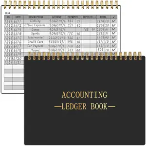 A5 Horizontal Accounting Ledger Book for Small Business Bookkeeping Expense Tracker Notebook for Home Budget Tracking Personal Finance Log Journal 8.3 x 6.2'', Black